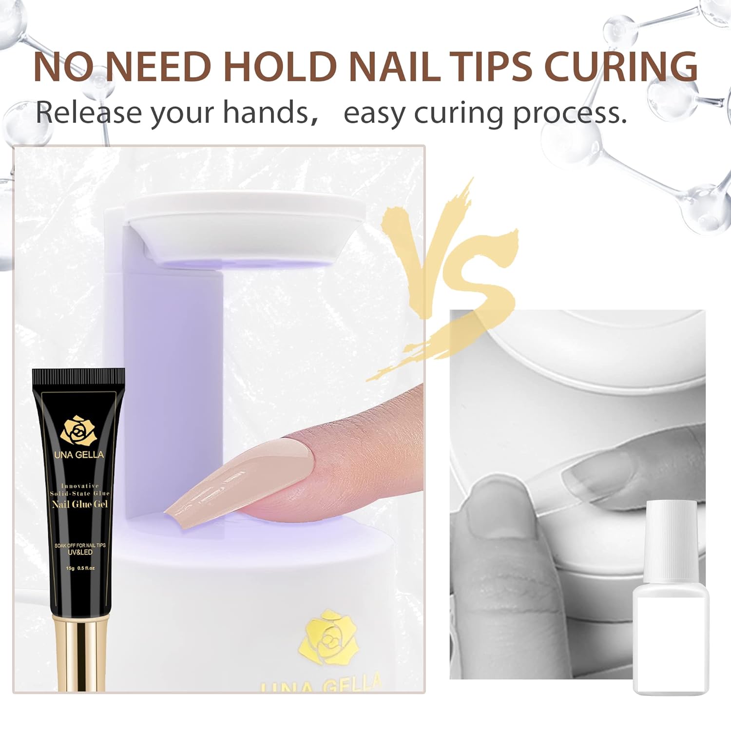 Best Nail Glue for Fake Nails 2 pcs Super Strong Glue for Acrylic Nails Curing Needed for Nails Extension Press On Nails