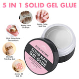 Nail Tips Glue Gel 5 in 1 for Acrylic Nail, Gel Extension Glue for Press on Nails, Solid Nail Tips Glue