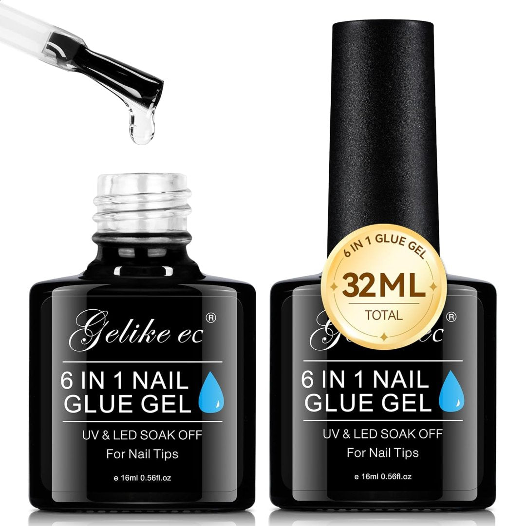 32ML Extra Strong Nail Glue for Fake Nails - Long Lasting Best Gel Nail Glue UV Cure Required