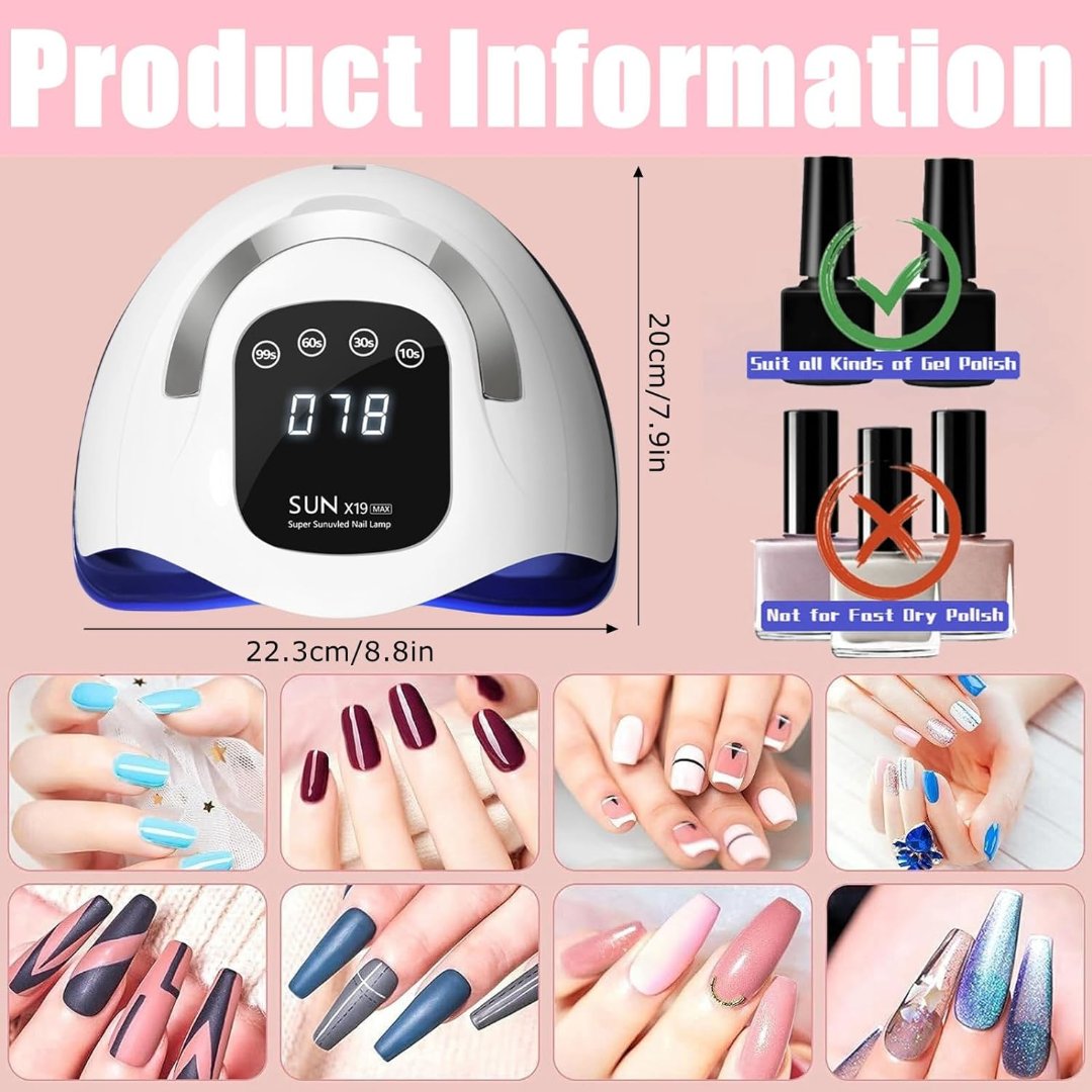 320W Professional UV Nail Desk Lamp for Gel Nails with 72 Beads, Fast Manicure Lamp