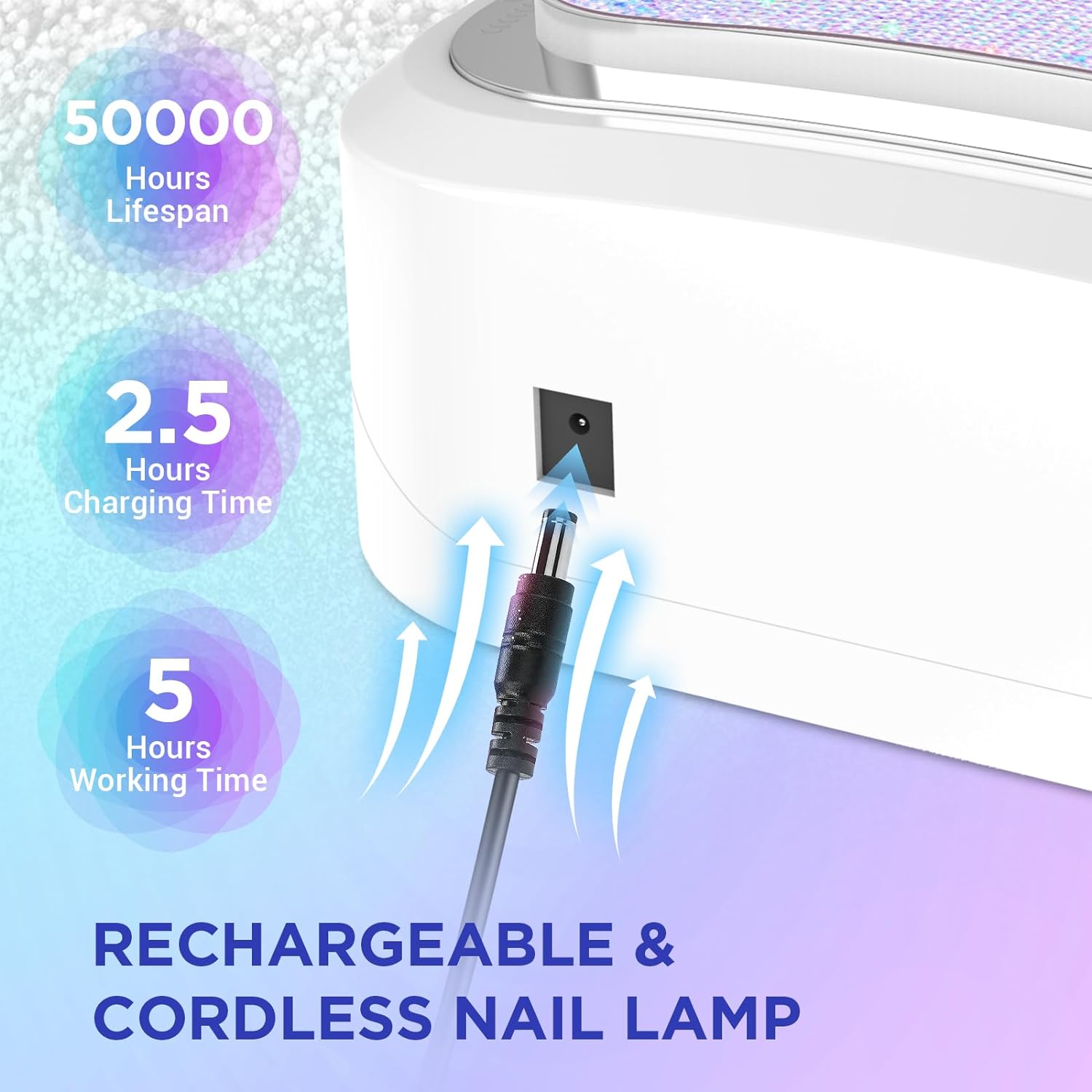 120W Rechargeable Cordless UV LED Light Nails with 4 Timer Modes, Gel Light LED with Sparkling Nail