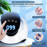 UV Nail Curing Lamp with Auto Sensor, Nail Technician Lamp 220W, UV Nail Polish Dryer with 57 Lamp Beads 4 Timer Setting