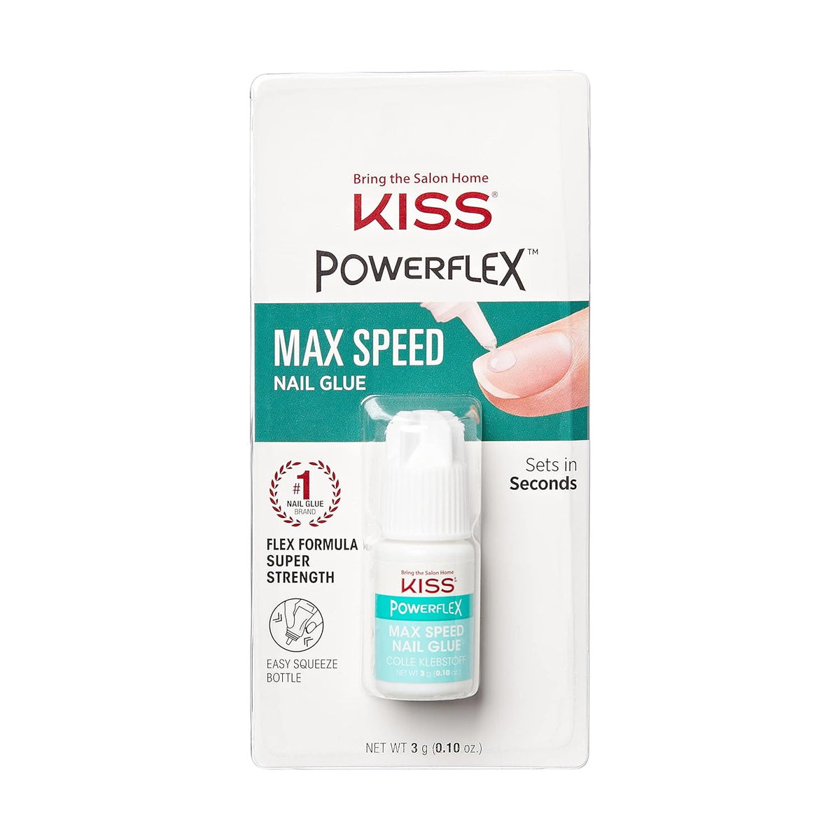 Maximum Speed Best Glue on Nails for Press On Nails, Super Strength Gel Nail Glue Nail Adhesive 3g (0.10 oz.)