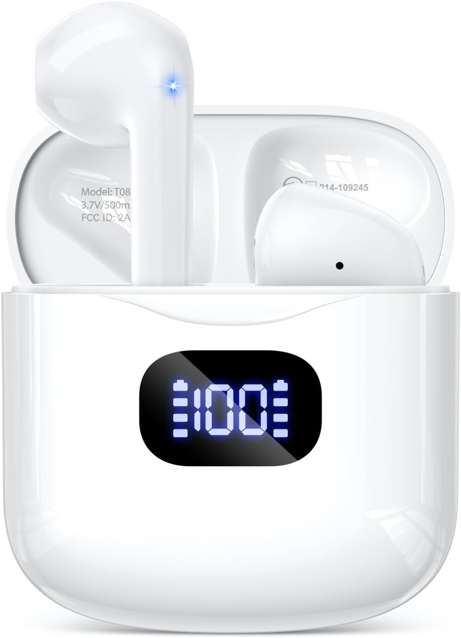 In-Ear Headphones Bluetooth Wireless with LED Display Charging Case, Runner Earphones 40H, IPX7