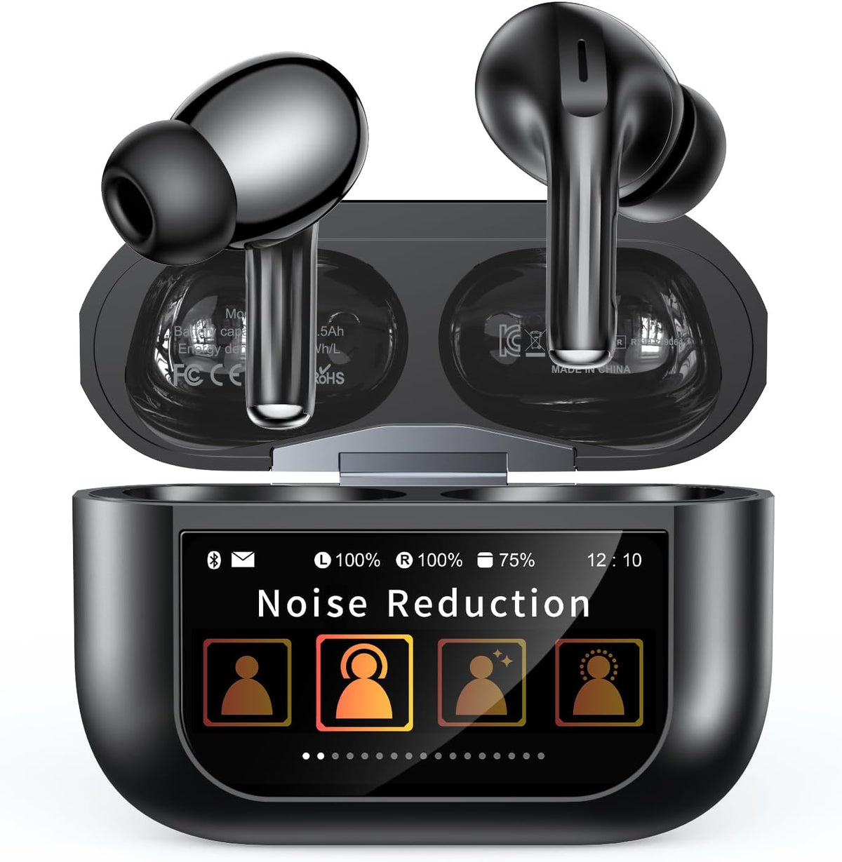 Noise Cancelling Wireless Earbuds for iPhone Android, Bass Sound & 48H Case
