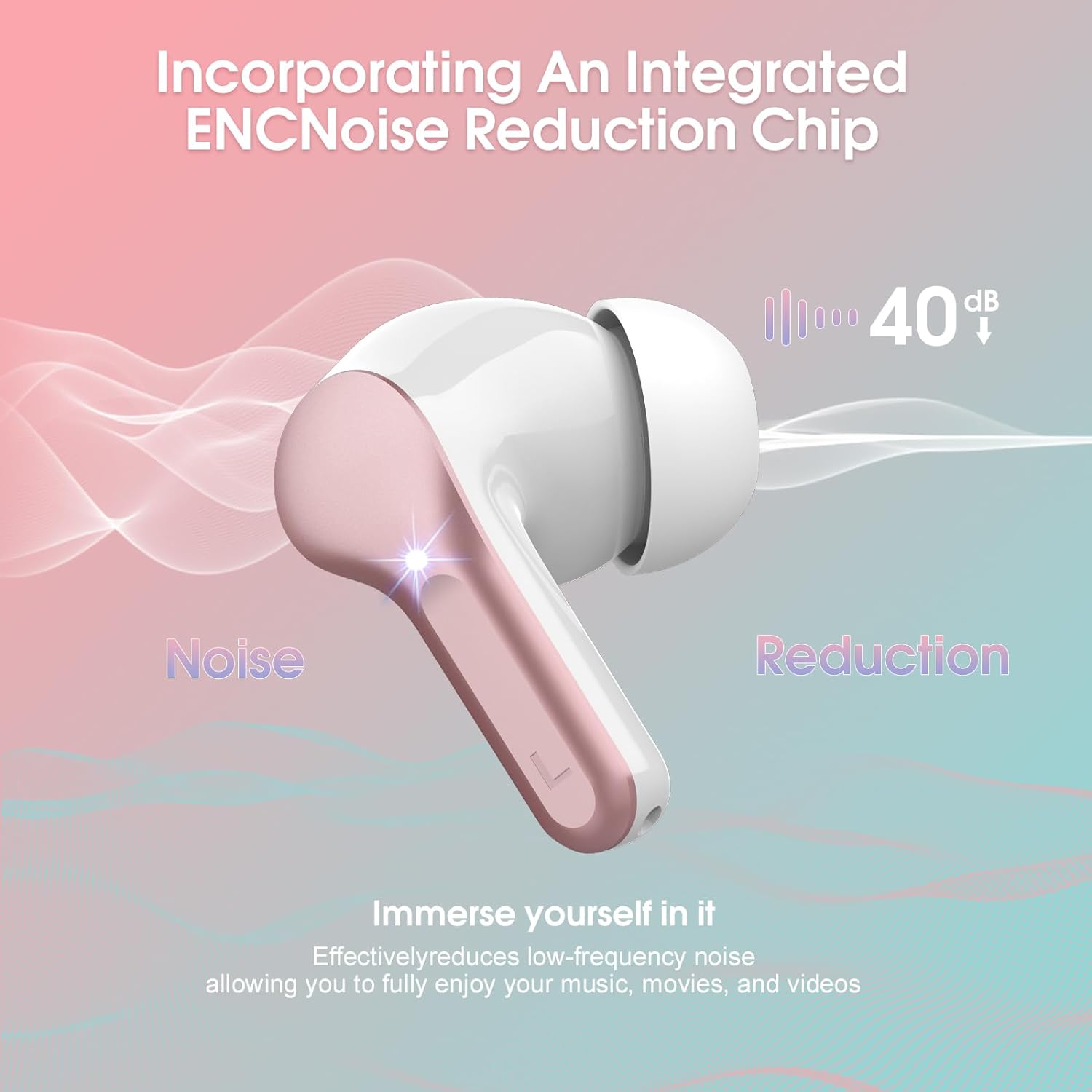 Wireless Earbuds with Noise Cancelling, HiFi Stereo, IP7 Waterproof, LED Case