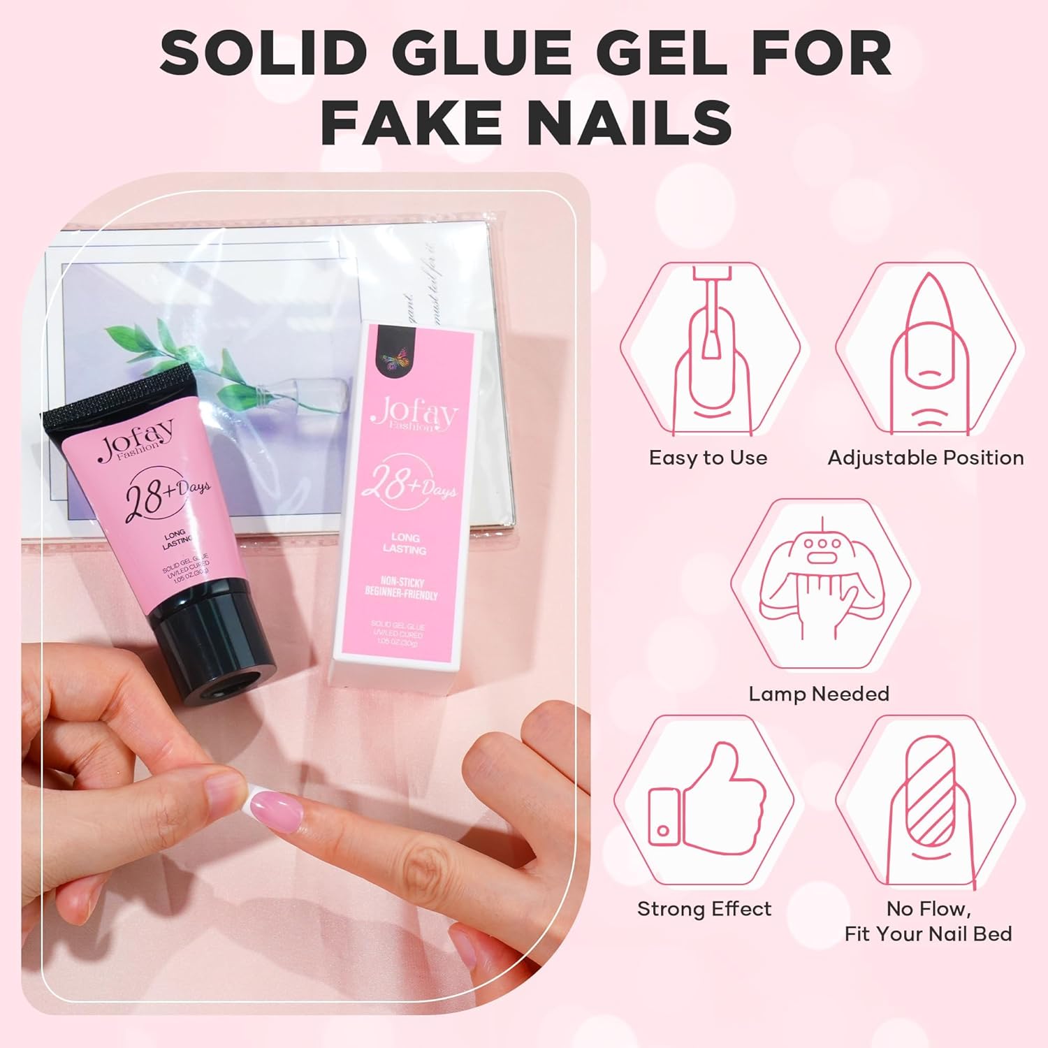 30g Best Nail Glue for Press on Nails Super Strong Solid Acrylic Nail Glue Gel for Fake Nails Need UV Light Cured