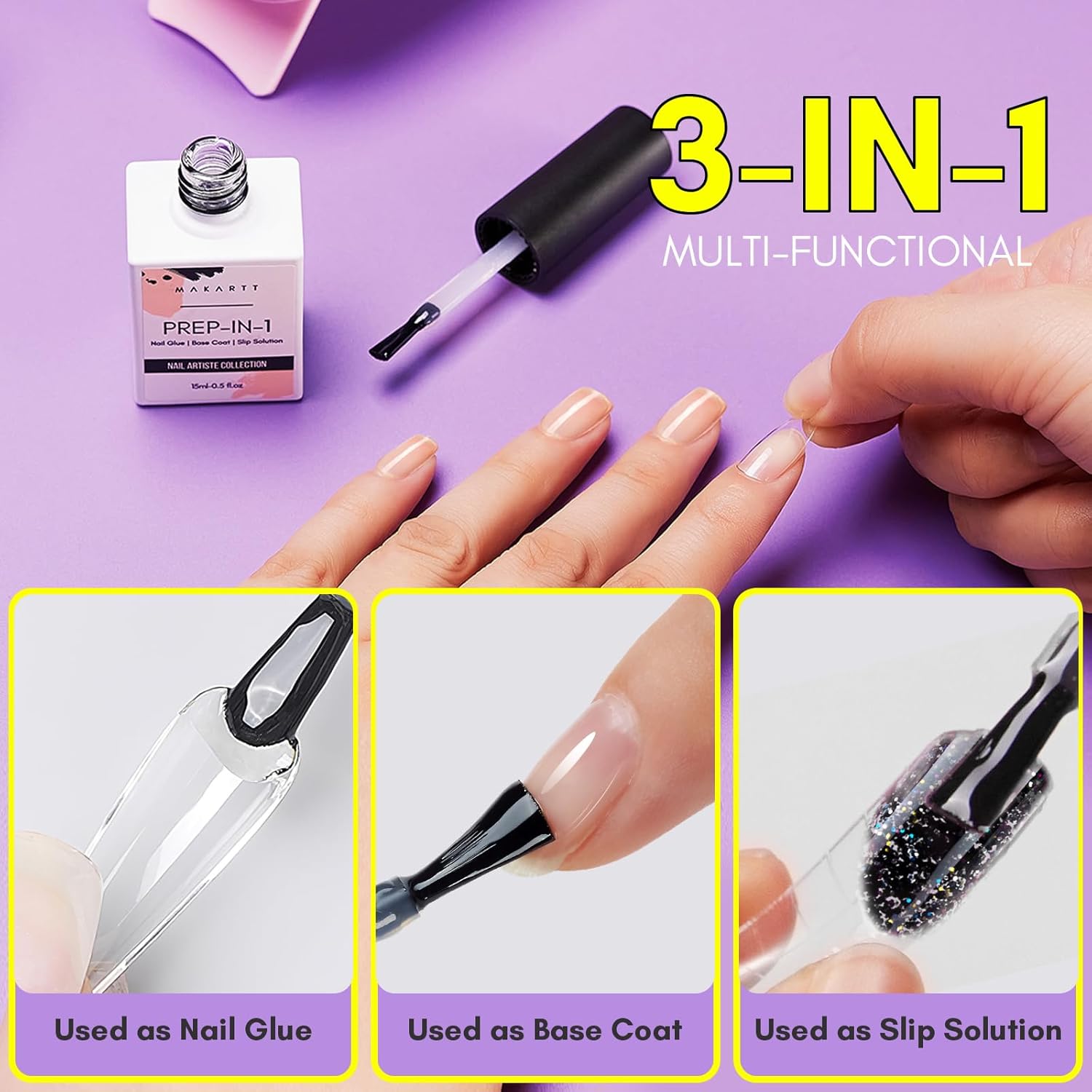 3 in 1 Best Glue on Nails That Last for Acrylic Nail Extension Really Good Nail Glue for Nail Tips Curing Needed