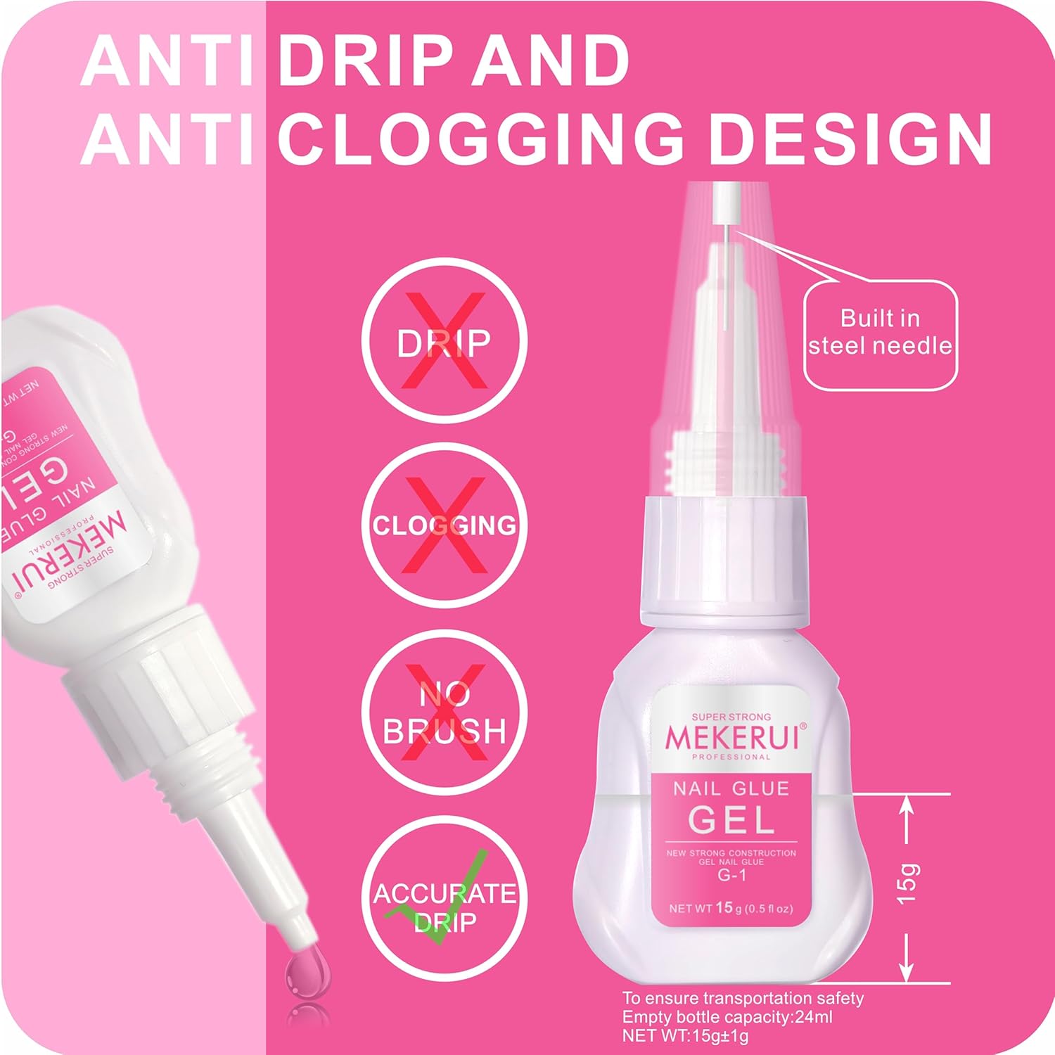 15g Press on Nail Super Strong Glue Best Nail Glue for Fake Nails 7S Quickly Dry Without UV Light