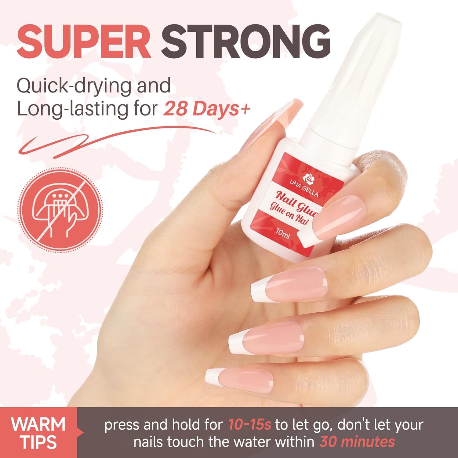 Super Strong Fake Glue on Nails Bond Brush On Long Lasting Nail Glue for Acrylic Nails Adhesive Bond 10ml