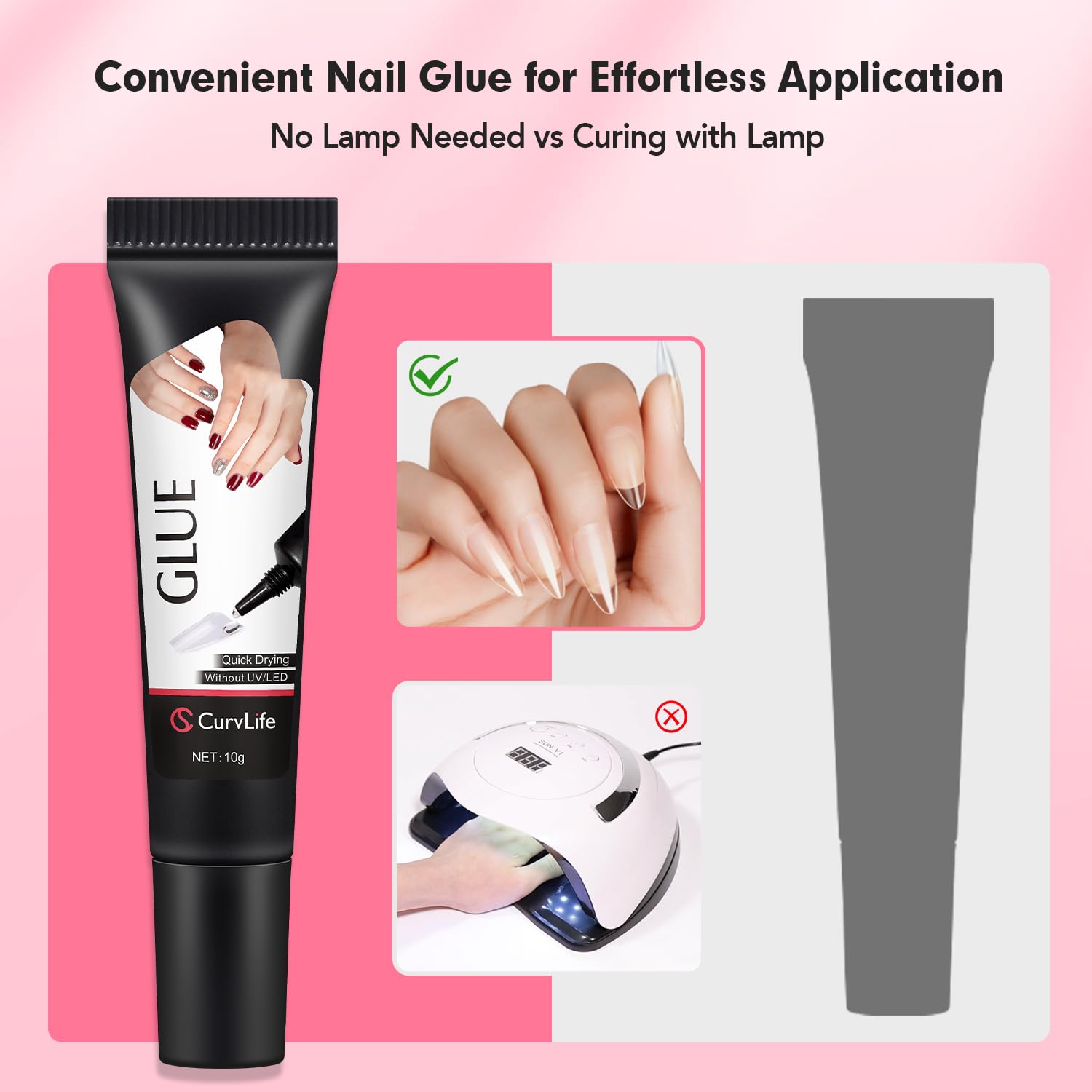 Best False Nail Glue with 10ml Remover for Press On Nails No Need for UV Lamp Top Rated Nail Glue